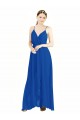 Outlet Bleu roi Trapèze Bretelles spaghetti Col V Mousseline Longue Robes demoiselle d'honneur