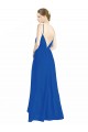 Outlet Bleu roi Trapèze Bretelles spaghetti Col V Mousseline Longue Robes demoiselle d'honneur