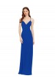 Outlet Bleu roi Trapèze Bretelles spaghetti Col V Mousseline Longue Robes demoiselle d'honneur