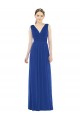Outlet Bleu roi Trapèze Col V Mousseline Longue Robes demoiselle d'honneur