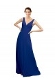 Outlet Bleu roi Trapèze Col V Mousseline Longue Robes demoiselle d'honneur