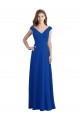 Outlet Bleu roi Trapèze Col V Mousseline Longue Robes demoiselle d'honneur