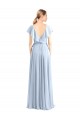 Outlet Bleu roi Trapèze Col V Mousseline Longue Robes demoiselle d'honneur
