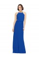 Outlet Bleu roi Trapèze Col bijou Mousseline Longue Robes demoiselle d'honneur
