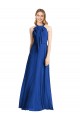 Outlet Bleu roi Trapèze Licou Mousseline Longue Robes demoiselle d'honneur