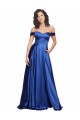 Outlet Bleu roi Trapèze Épaule Dénudée Balayage train Satiné Stretch Longue Formelles Robes demoiselle d'honneur / Robes de soirée / Robes de bal
