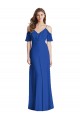 Outlet Bleu roi Trompette Bretelles spaghetti Col V Mousseline Longue Robes demoiselle d'honneur
