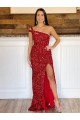 Outlet Bordeaux Fourreau Balayage train Paillettes Velours Longue Robes de bal