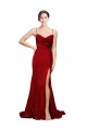 Outlet Bordeaux Fourreau Bretelles spaghetti Balayage train Satiné Stretch Longue Formelles Robes demoiselle d'honneur / Robes de soirée / Robes de bal
