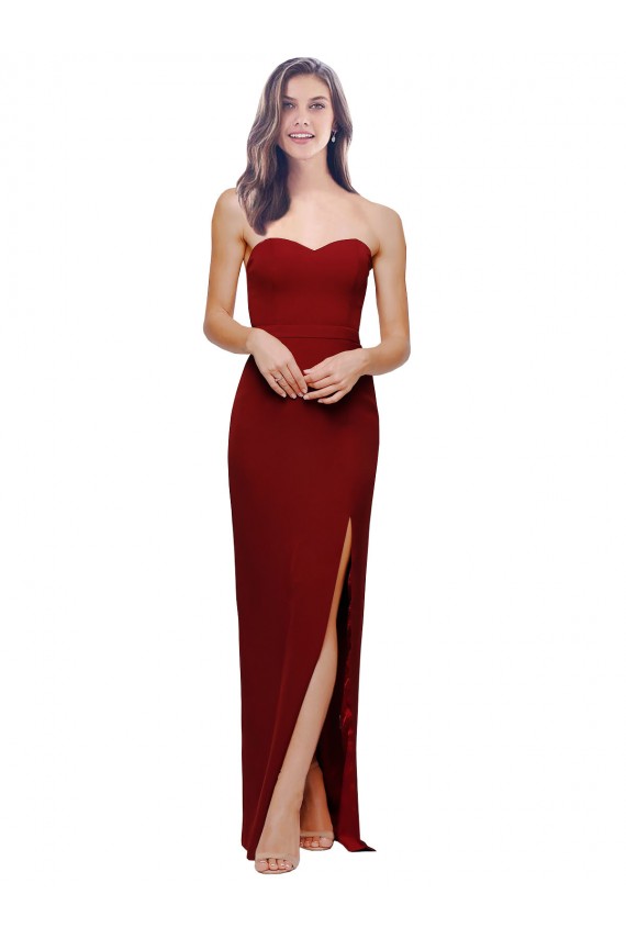 Outlet Bordeaux Fourreau Crêpe Stretch Longue Formelles Robes demoiselle d'honneur / Robes de soirée / Robes de bal