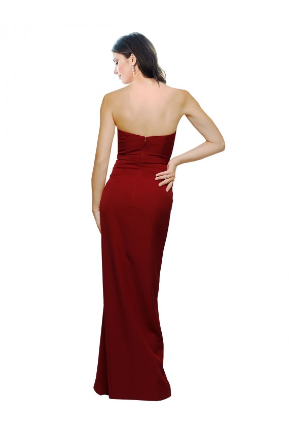 Outlet Bordeaux Fourreau Crêpe Stretch Longue Formelles Robes demoiselle d'honneur / Robes de soirée / Robes de bal