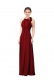 Outlet Bordeaux Fourreau Licou Mousseline Longue Robes demoiselle d'honneur