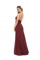 Outlet Bordeaux Fourreau Licou Mousseline Longue Robes demoiselle d'honneur