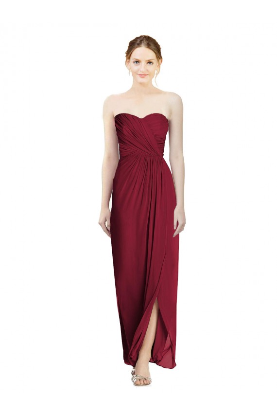 Outlet Bordeaux Fourreau Mousseline Longue Robes demoiselle d'honneur