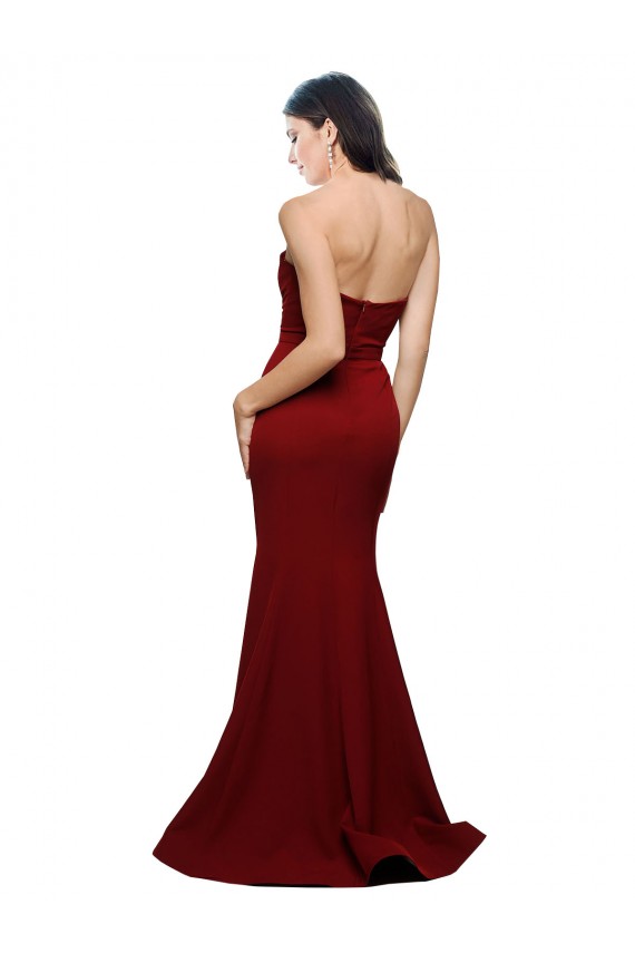 Outlet Bordeaux Fourreau Sans bretelle Crêpe Stretch Longue Formelles Robes demoiselle d'honneur / Robes de soirée / Robes de bal