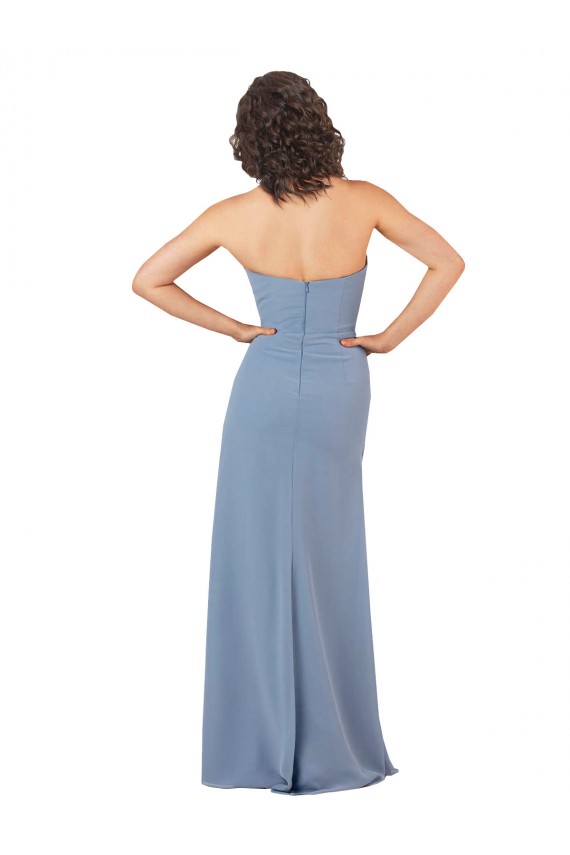 Outlet Bordeaux Fourreau Sans bretelle Mousseline Longue Robes demoiselle d'honneur