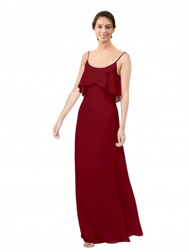 Outlet Bordeaux Fourreau Scoop Mousseline Longue Robes demoiselle d'honneur