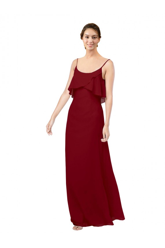 Outlet Bordeaux Fourreau Scoop Mousseline Longue Robes demoiselle d'honneur