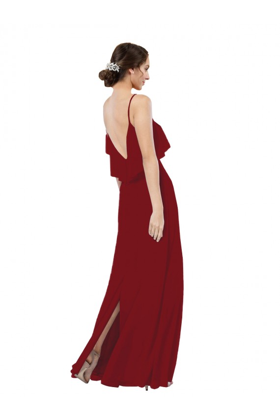 Outlet Bordeaux Fourreau Scoop Mousseline Longue Robes demoiselle d'honneur