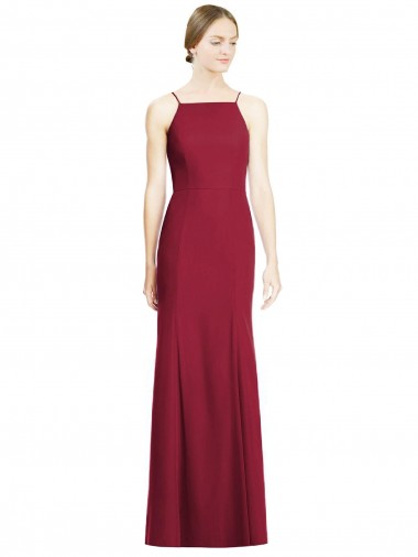 Outlet Bordeaux Sirène Bretelles spaghetti Mousseline Longue Robes demoiselle d'honneur