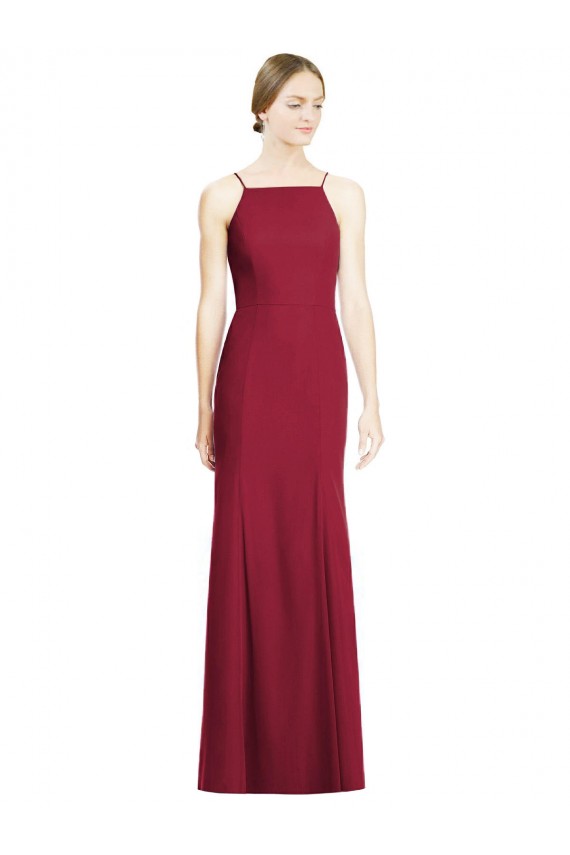Outlet Bordeaux Sirène Bretelles spaghetti Mousseline Longue Robes demoiselle d'honneur
