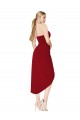 Outlet Bordeaux Sirène Col Haut Crêpe Stretch Courte Asymétrique Robes demoiselle d'honneur / Robes de soirée / Robes de cocktail