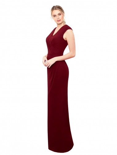 Outlet Bordeaux Sirène Col V Mousseline Longue Robes demoiselle d'honneur / Robes de bal