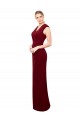 Outlet Bordeaux Sirène Col V Mousseline Longue Robes demoiselle d'honneur / Robes de bal