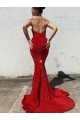 Outlet Bordeaux Sirène Traîne moyenne Paillettes Velours Longue Robes de bal
