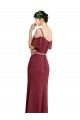 Outlet Bordeaux Trapèze Bretelles spaghetti Mousseline Longue Robes demoiselle d'honneur