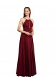 Outlet Bordeaux Trapèze Bretelles spaghetti Mousseline Longue Robes demoiselle d'honneur
