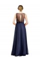 Outlet Bordeaux Trapèze Col Bateau Tulle Longue Robes demoiselle d'honneur