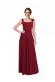 Outlet Bordeaux Trapèze Col Carré Crêpe Stretch Longue Robes demoiselle d'honneur / Robes de bal