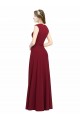 Outlet Bordeaux Trapèze Col Carré Crêpe Stretch Longue Robes demoiselle d'honneur / Robes de bal