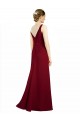 Outlet Bordeaux Trapèze Col V Mousseline Longue Robes demoiselle d'honneur