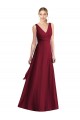 Outlet Bordeaux Trapèze Col V Mousseline Longue Robes demoiselle d'honneur