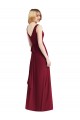 Outlet Bordeaux Trapèze Col V Mousseline Longue Robes demoiselle d'honneur