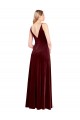 Outlet Bordeaux Trapèze Col V Velours Stretch Longue Robes demoiselle d'honneur / Robes de bal