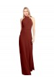 Outlet Bordeaux Trapèze Licou Col Haut Mousseline Longue Robes demoiselle d'honneur / Robes de bal