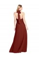 Outlet Bordeaux Trapèze Licou Col Haut Mousseline Longue Robes demoiselle d'honneur / Robes de bal