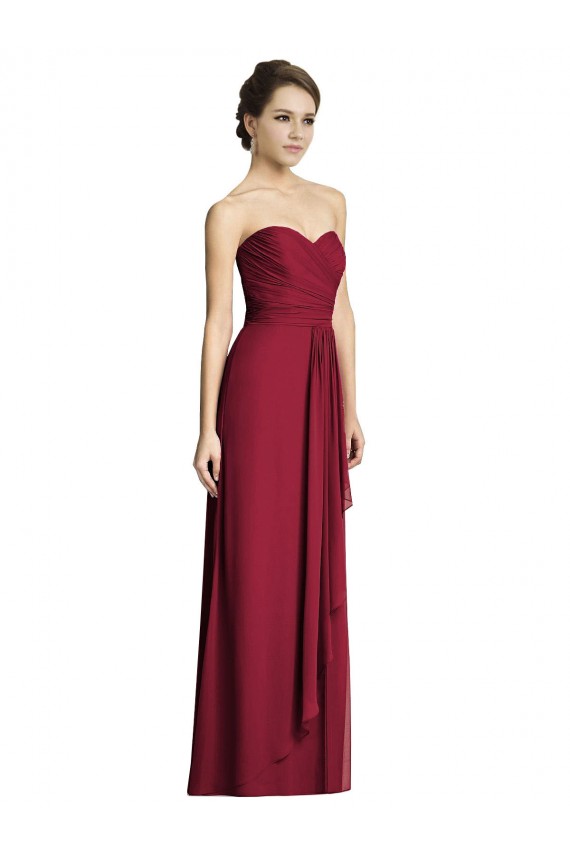 Outlet Bordeaux Trapèze Mousseline Longue Robes demoiselle d'honneur
