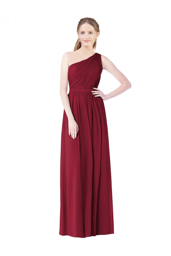 Outlet Bordeaux Trapèze Mousseline Longue Robes demoiselle d'honneur