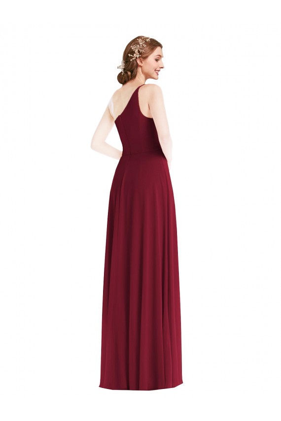 Outlet Bordeaux Trapèze Mousseline Longue Robes demoiselle d'honneur