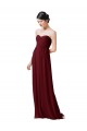 Outlet Bordeaux Trapèze Sans bretelle Mousseline Longue Robes demoiselle d'honneur