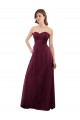 Outlet Bordeaux Trapèze Sans bretelle Tulle Longue Robes demoiselle d'honneur