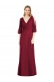 Outlet Bordeaux Trompette Col V Mousseline Longue Robes demoiselle d'honneur