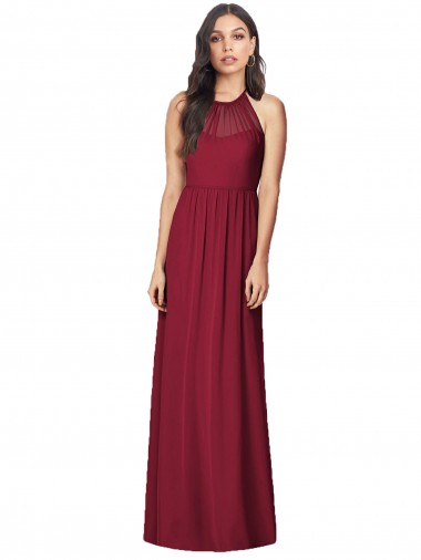 Outlet Bordeaux Trompette Licou Mousseline Longue Robes demoiselle d'honneur