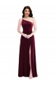 Outlet Bordeaux Trompette Velours Stretch Longue Robes demoiselle d'honneur / Robes de bal