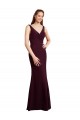 Outlet Bordeaux foncé Sirène Col V Mousseline Longue Robes demoiselle d'honneur