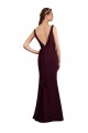 Outlet Bordeaux foncé Sirène Col V Mousseline Longue Robes demoiselle d'honneur